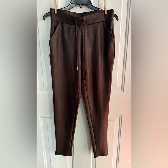 RACHEL ZOE Faux Leather Coated women’s Leggings Brown Stretch Pants, SIZE XS - Picture 3 of 13